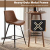 Brown 24-inch bar stool with a heavy-duty metal frame and X-shaped structure, perfect for kitchen or dining areas.