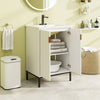 Side view of the 24-inch white bathroom vanity with sink combo, showcasing the spacious countertop and double door.
