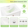 One-piece ceramic sink with smooth surface and overflow protection for the 24-inch bathroom vanity combo.