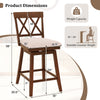 24-inch counter height barstool with backrest, upholstered seat cushion, and sturdy rubber wood frame for kitchen or.