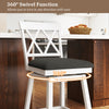 24-inch white counter height barstool with 360° swivel function and upholstered seat cushion for kitchen or dining room.