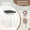24-inch white counter height barstool with backrest, upholstered seat cushion, and sturdy rubber wood frame for dining.