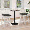 Two 24-inch white counter height barstools with upholstered seat cushions, perfect for kitchen or dining room use.