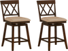 Set of 2 counter height barstools with backrest and seat cushion, featuring a rubber wood frame and ergonomic design.