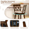 24-inch counter height barstool with backrest, 360° swivel, rubber wood frame, and cushioned seat for dining areas.