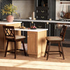 Set of 2 counter height barstools with backrest and seat cushion, featuring rubber wood frame and ergonomic design for.