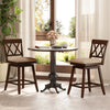 Counter height barstools set of 2 with backrest and seat cushion, featuring a rubber wood frame for dining areas.