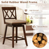 24-inch counter height barstool with solid rubber wood frame, upholstered seat cushion, and ergonomic backrest for.