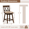 24-inch counter height barstool with backrest, upholstered seat cushion, and rubber wood frame for dining areas.
