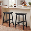 24 Inch Counter Height Stools Solid Wood Saddle Bar Stools Set of 2-Black - Gallery View 1 of 9