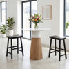 Black solid wood saddle bar stools set of 2, 24-inch height, perfect for kitchen island seating with ergonomic design.