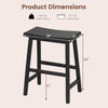Dimensions of 24-inch black solid wood saddle bar stools, supporting up to 400 lbs, ideal for kitchen island seating.