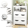 24-inch white floor cabinet with 2 open compartments and 2 drawers, featuring a spacious tabletop for decor and.