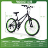 24-inch kids mountain bike in black with a high carbon steel frame, adjustable handlebars, and non-slip pedals for safety.