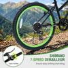 24-inch kids mountain bike featuring a Shimano 7-speed derailleur and adjustable suspension fork for smooth rides.