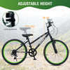 24-inch kids mountain bike in black with adjustable height, 7-speed derailleur, and shock-absorbing front fork for stability.