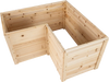 L-shaped wooden raised garden bed made of natural fir, 24-inch depth, ideal for various plants with open-ended base.