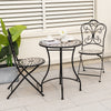 Black 24-inch patio bistro table with ceramic tile tabletop and mosaic design, perfect for indoor or outdoor use.