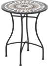 24-inch patio bistro table with ceramic tile tabletop and black metal frame, perfect for indoor or outdoor use.