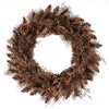 24-inch pre-lit Christmas wreath with 105 brown branch tips, 35 warm white LED lights, and natural pine cones for.