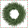 24-inch pre-lit Christmas wreath showcasing 108 vibrant branch tips, ideal for creating a cozy holiday atmosphere.