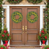 24-inch pre-lit Christmas wreath with 35 warm white LED lights, perfect for decorating doors or windows during the.