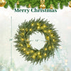 24-inch pre-lit Christmas wreath with dimensions of 24" and 13", featuring 108 branch tips and 35 warm white LED lights.