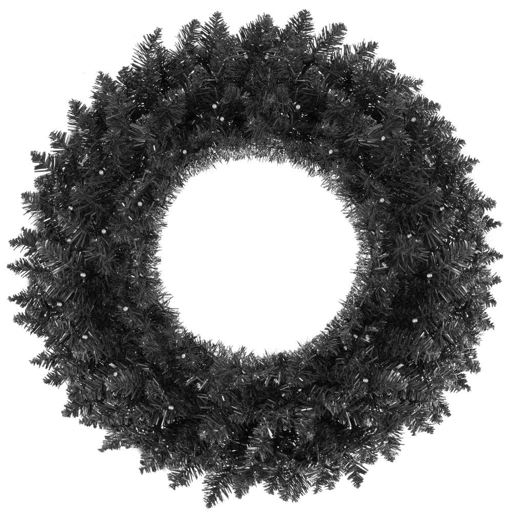 24-inch Halloween wreath with 35 purple LED lights, designed for easy wall or door display to elevate spooky decor.