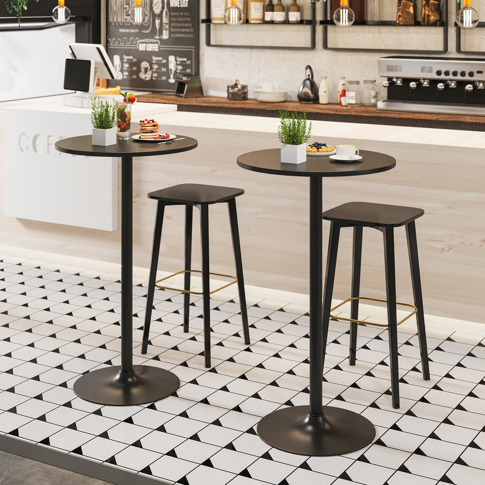 24 Inch Modern Round Cocktail Table with Metal Base and MDF Top-Set of 2 - Gallery View 1 of 10