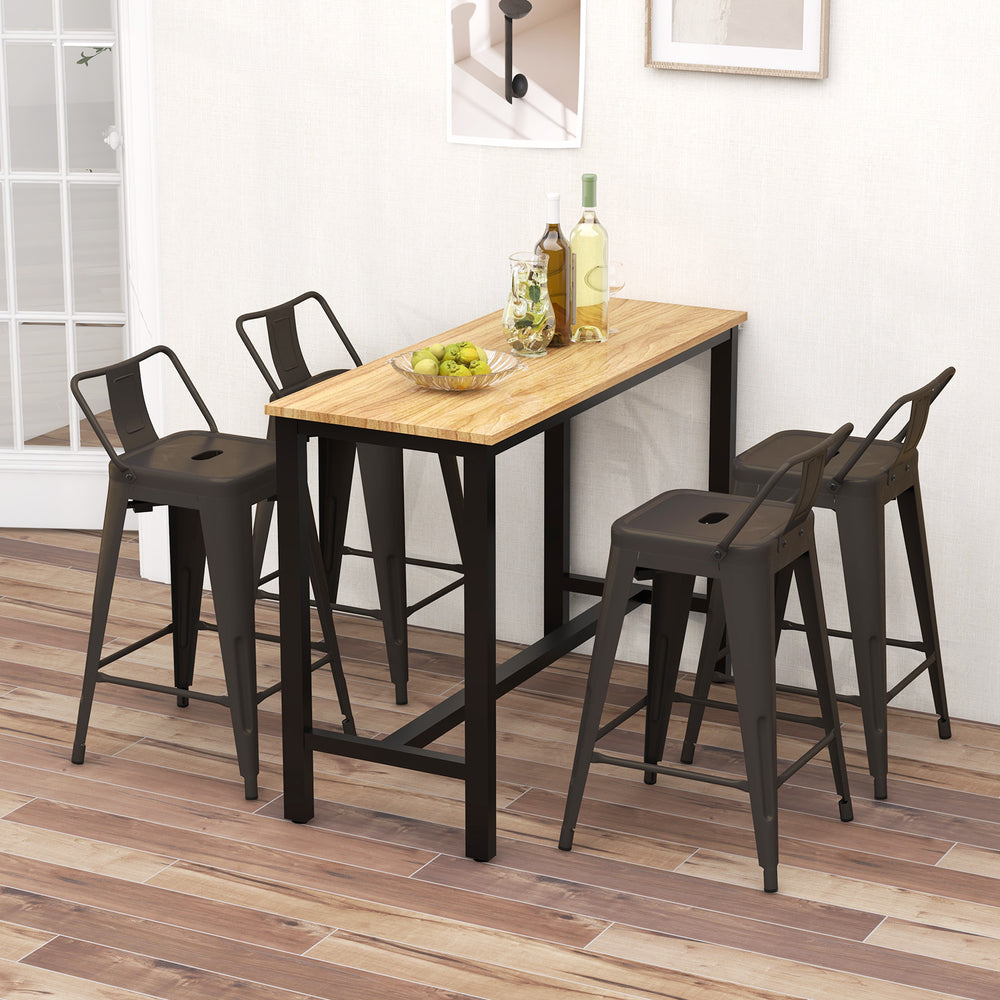 24 Inch Set of 4 Cafe Side Chairs with Rubber Feet and Removable Backs-Gun - Gallery View 1 of 10