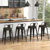 Set of 4 black 24-inch cafe side chairs with removable backs, perfect for kitchen islands and home bars.