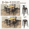 Set of 4 black cafe side chairs with removable backs, featuring ergonomic design and rubber feet for floor protection.