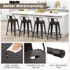 Set of 4 gun metal cafe side chairs with removable backs, ergonomic design, and rubber feet for floor protection.