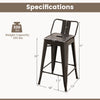 24-inch cafe side chair in gun color with removable backrest, ergonomic design, and rubber feet for floor protection.