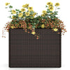 Tall raised garden bed made of weatherproof PE rattan, featuring vibrant flowers for indoor or outdoor decoration.