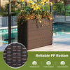 Tall raised garden bed made of weatherproof PE rattan, ideal for indoor and outdoor plant cultivation.