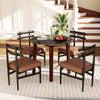 35 Inch Round Dining Table with Rubber Wood Legs and Marble-textured Veneer Tabletop-Brown - Gallery View 1 of 10