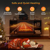24-inch 3-sided glass electric fireplace heater with remote control, featuring low noise, overheat protection, and 5000.