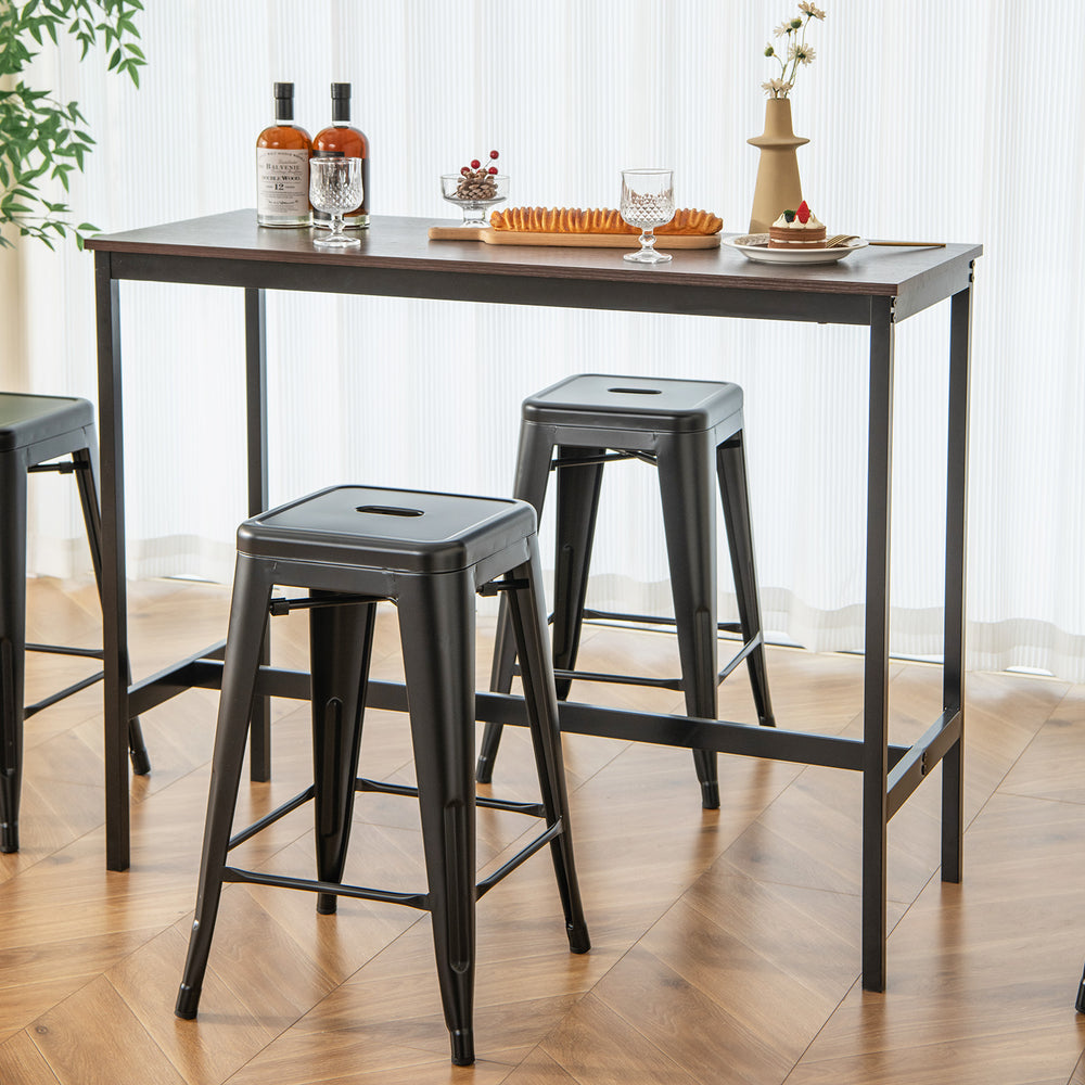 24 Inch Set of 4 Tolix Style Counter Height Barstool Stackable Chair-Black - Gallery View 1 of 10