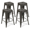 Set of 4 stackable 24-inch Tolix style barstools in gunmetal, featuring a waterproof surface and anti-skid foot pads.