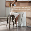 Backless 24-inch Tolix style barstool in gun color, stackable design with anti-skid foot pads, ideal for kitchen or.