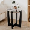 24 Inches Round Side Table with Tempered Glass Top and Solid Rubber Wood Base-Black - Gallery View 1 of 9