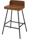 Counter height bar stool with a 24" rubber wood seat, low backrest, and sturdy black metal legs for versatile kitchen use.