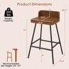 Counter height bar stool with a 24" rubber wood seat, low backrest, and sturdy metal legs for kitchen or dining use.