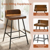Counter height bar stool features a contoured rubber wood seat and ergonomic low backrest, perfect for stylish dining.