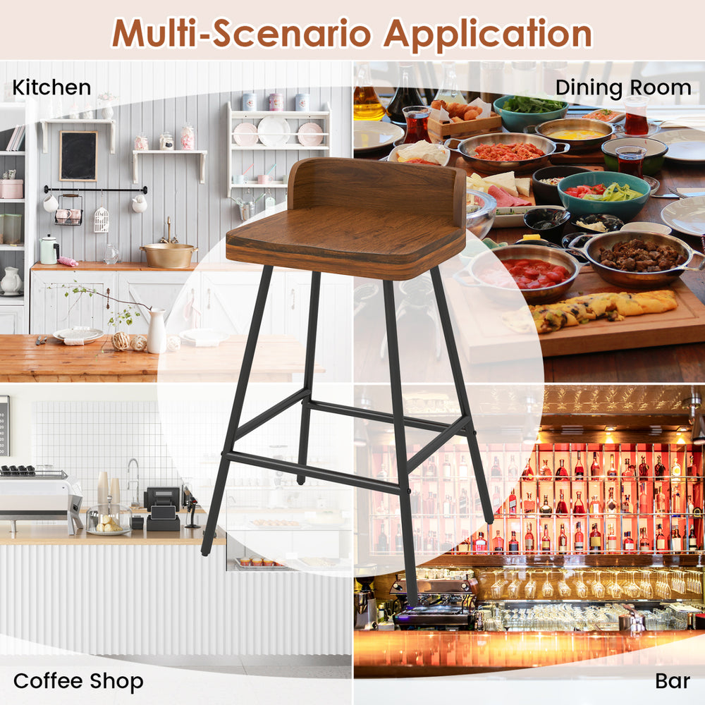 Counter height bar stool with a 24" rubber wood seat and metal legs, perfect for kitchens, dining rooms, and bars.