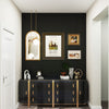 Elegant black PVC slat wall panels with 3D fluted texture, ideal for modern interior decoration in living rooms.