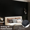 Black PVC slat wall panels showcasing striking 3D fluted texture, perfect for modern interior decoration.