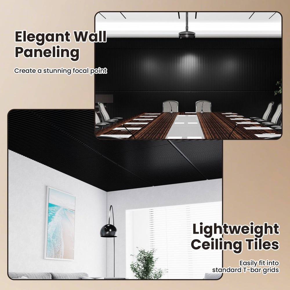 Black PVC slat wall panels showcasing a 3D fluted texture, perfect for elegant interior decoration in any room.
