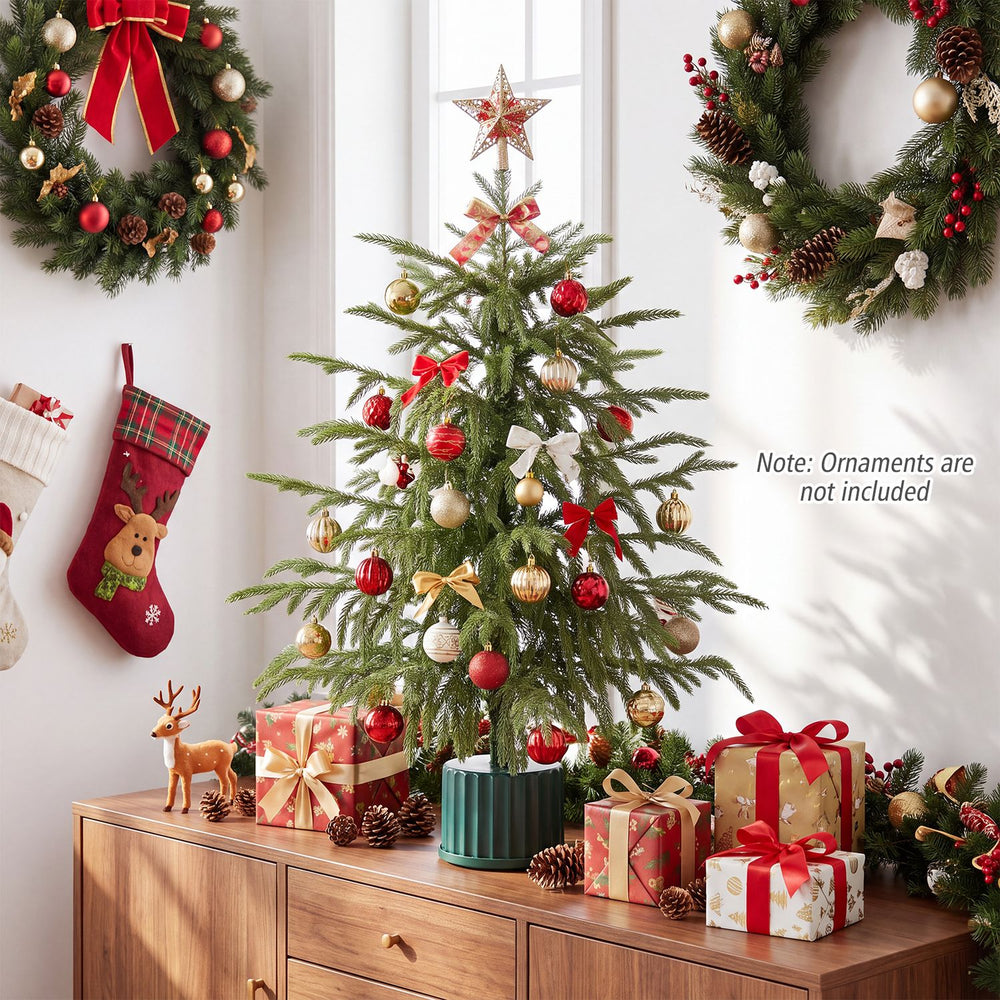 24" Pre-Lit Tabletop Christmas Tree with Rotating Musical Base and PE Branch Tips Set of 1 - Gallery View 1 of 11